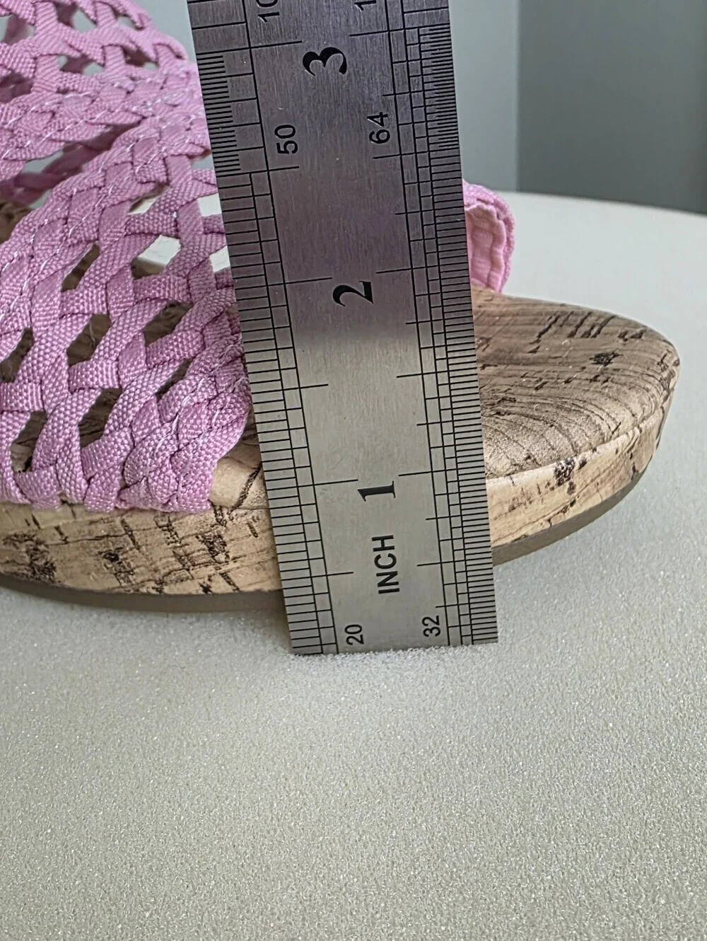SO Adrienne Girls Light Pink Woven Cork Wedge Sandals - Size 5 - Memory Foam NEW